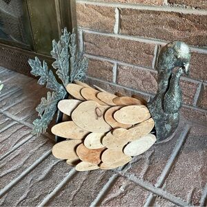 Rustic Wooden and Metal Peacock Decor